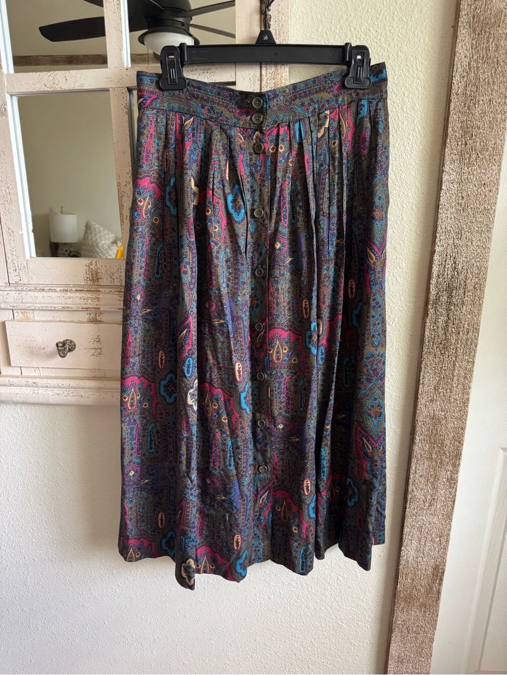 Vintage Giorgio Sant’Angelo Paisley Button Front Midi Skirt Size 10